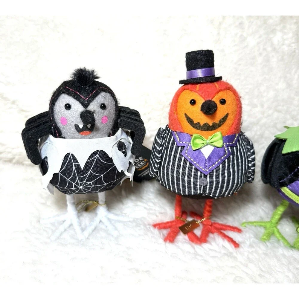 Target 2024 Hyde & EEK! Featherly Friends Halloween Fabric Birds SET OF 3 NWT